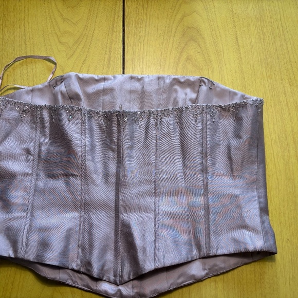 y2k 90s corset bustier silver grey with silver beading on top - Picture 2 of 4